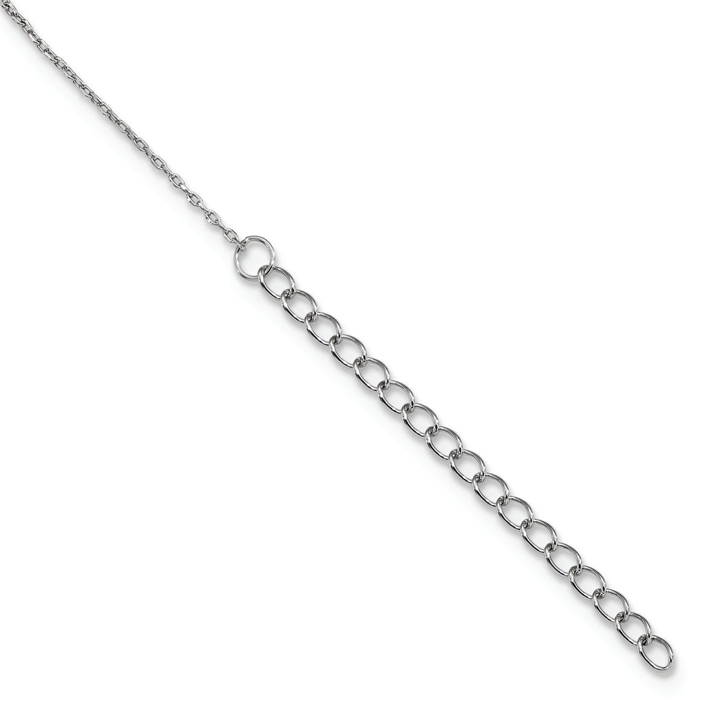 Sterling Silver Rhodium-plated CZ With 2in ext. Fancy Necklace