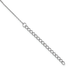 Sterling Silver Rhodium-plated CZ With 2in ext. Fancy Necklace