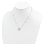 Sterling Silver Rhodium-plated CZ With 2in ext. Fancy Necklace