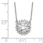 Sterling Silver Rhodium-plated CZ With 2in ext. Fancy Necklace