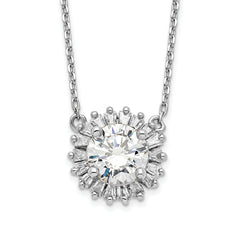 Sterling Silver Rhodium-plated CZ With 2in ext. Fancy Necklace