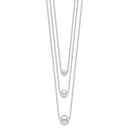 Sterling Silver Rhodium-plated 3-Strand With 2in ext. Polished Necklace