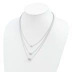 Sterling Silver Rhodium-plated 3-Strand With 2in ext. Polished Necklace