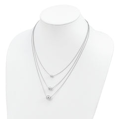 Sterling Silver Rhodium-plated 3-Strand With 2in ext. Polished Necklace