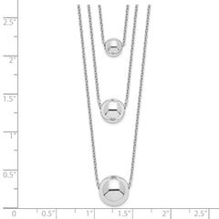 Sterling Silver Rhodium-plated 3-Strand With 2in ext. Polished Necklace