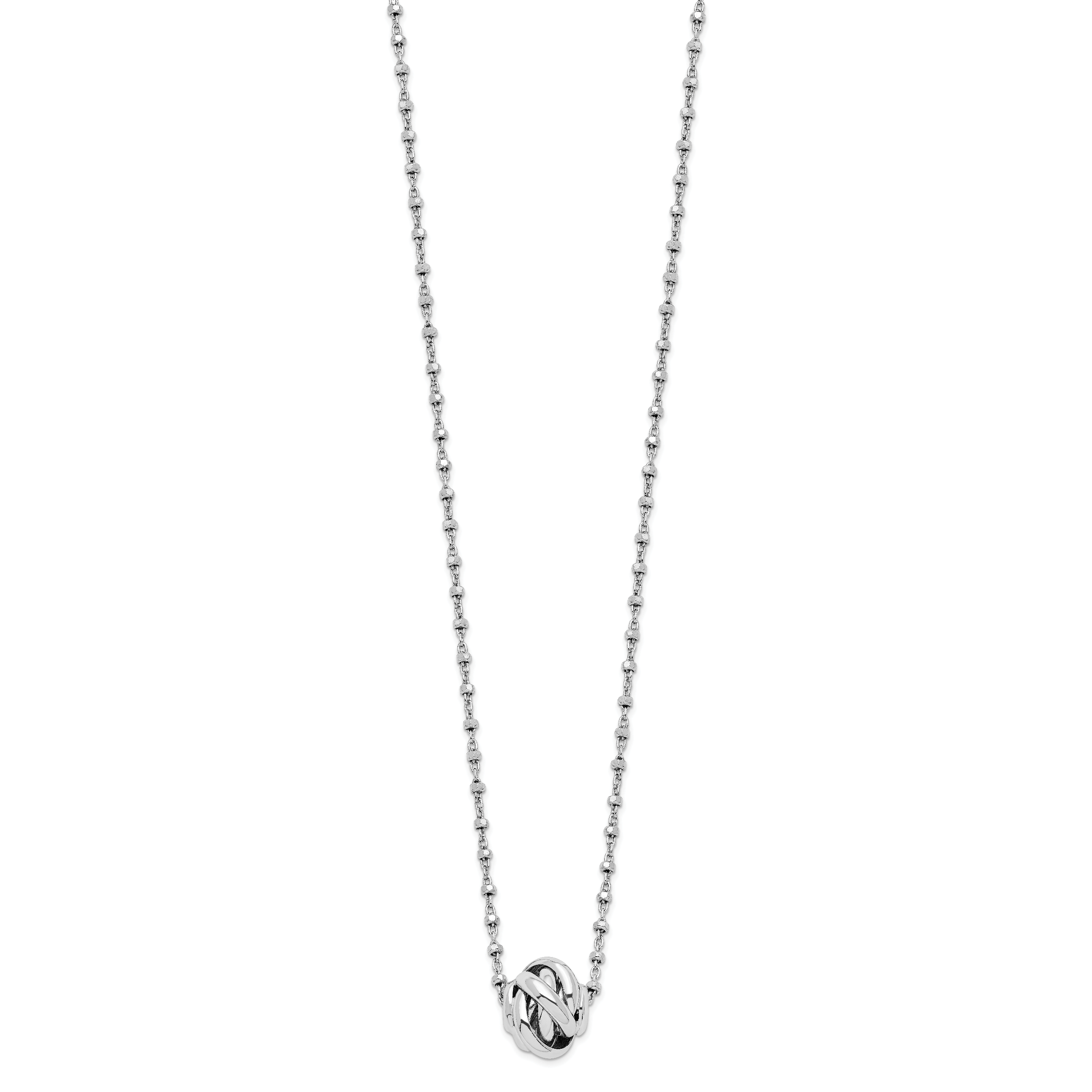 Sterling Silver Rhodium-plated Polished Love Knot D/C Chain Necklace Secondary image