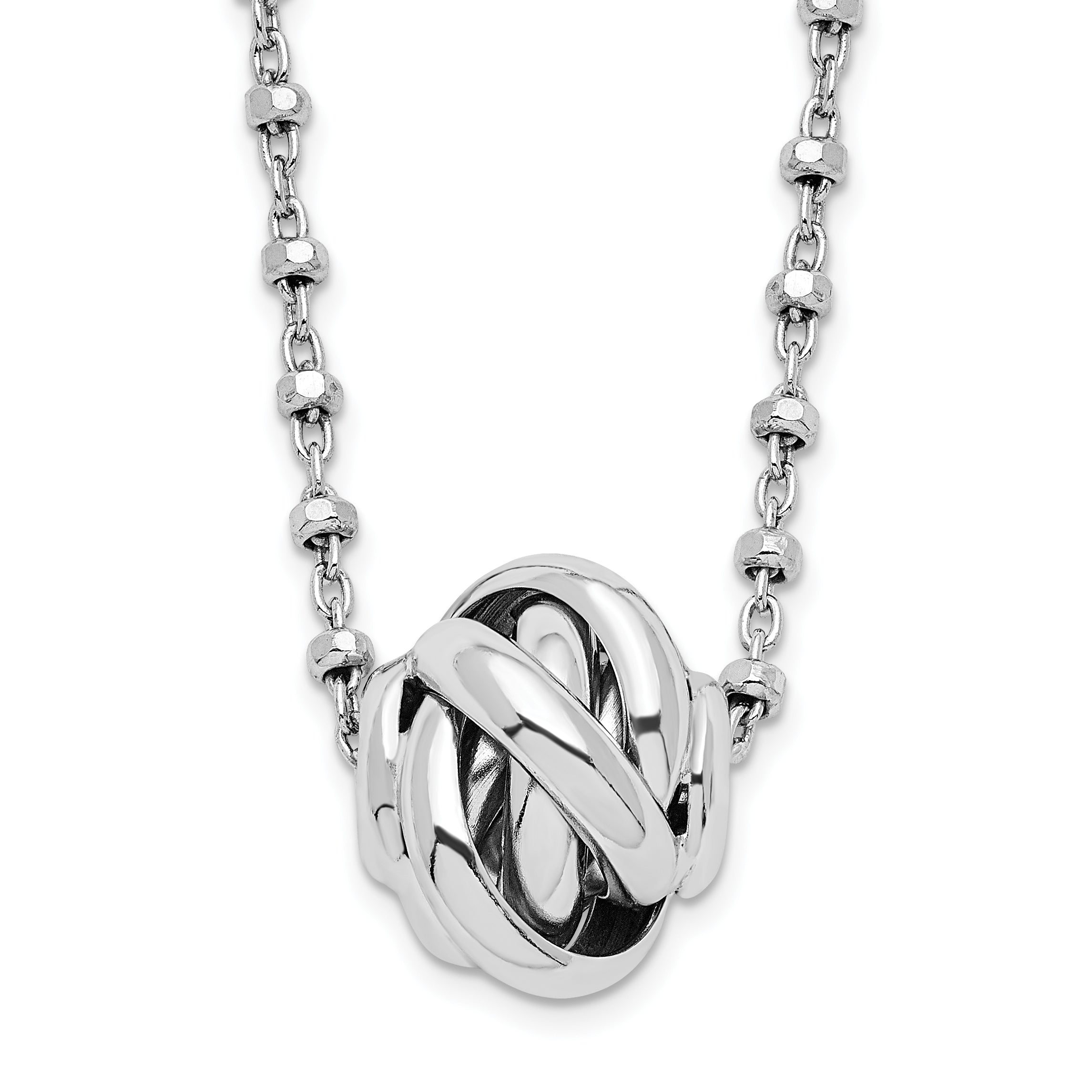 Sterling Silver Rhodium-plated Polished Love Knot D/C Chain Necklace Main image