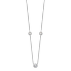 Sterling Silver Rhodium-plated 3 Station CZ Necklace