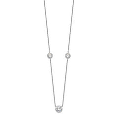 Sterling Silver Rhodium-plated 3 Station CZ Necklace