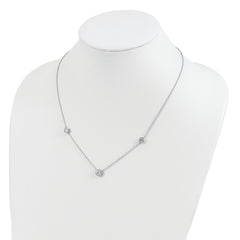 Sterling Silver Rhodium-plated 3 Station CZ Necklace