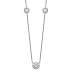 Sterling Silver Rhodium-plated 3 Station CZ Necklace