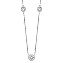 Sterling Silver Rhodium-plated 3 Station CZ Necklace