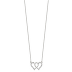 Sterling Silver Polished Interconnected CZ Double Hearts 18 inch Necklace