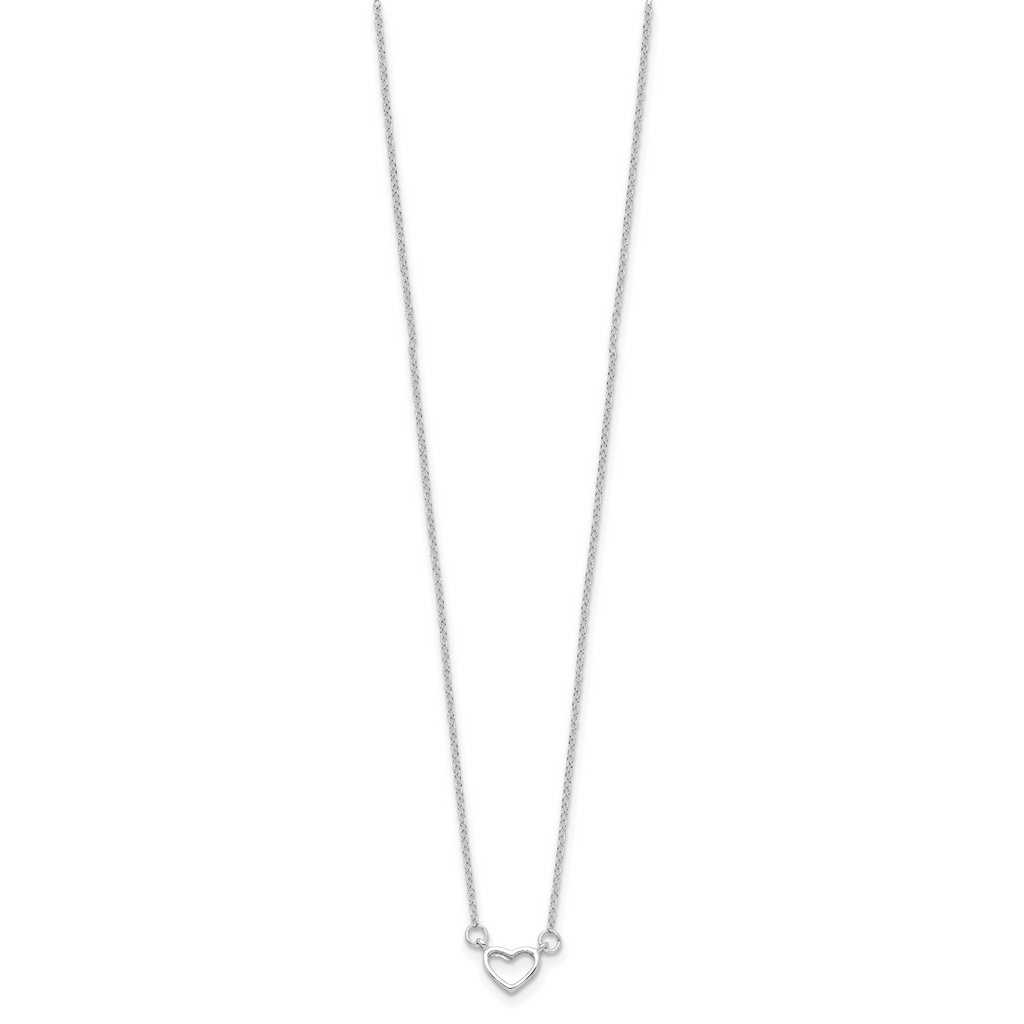 Sterling Silver Rhodium-plated Heart 17 inch Plus 2in ext. Necklace