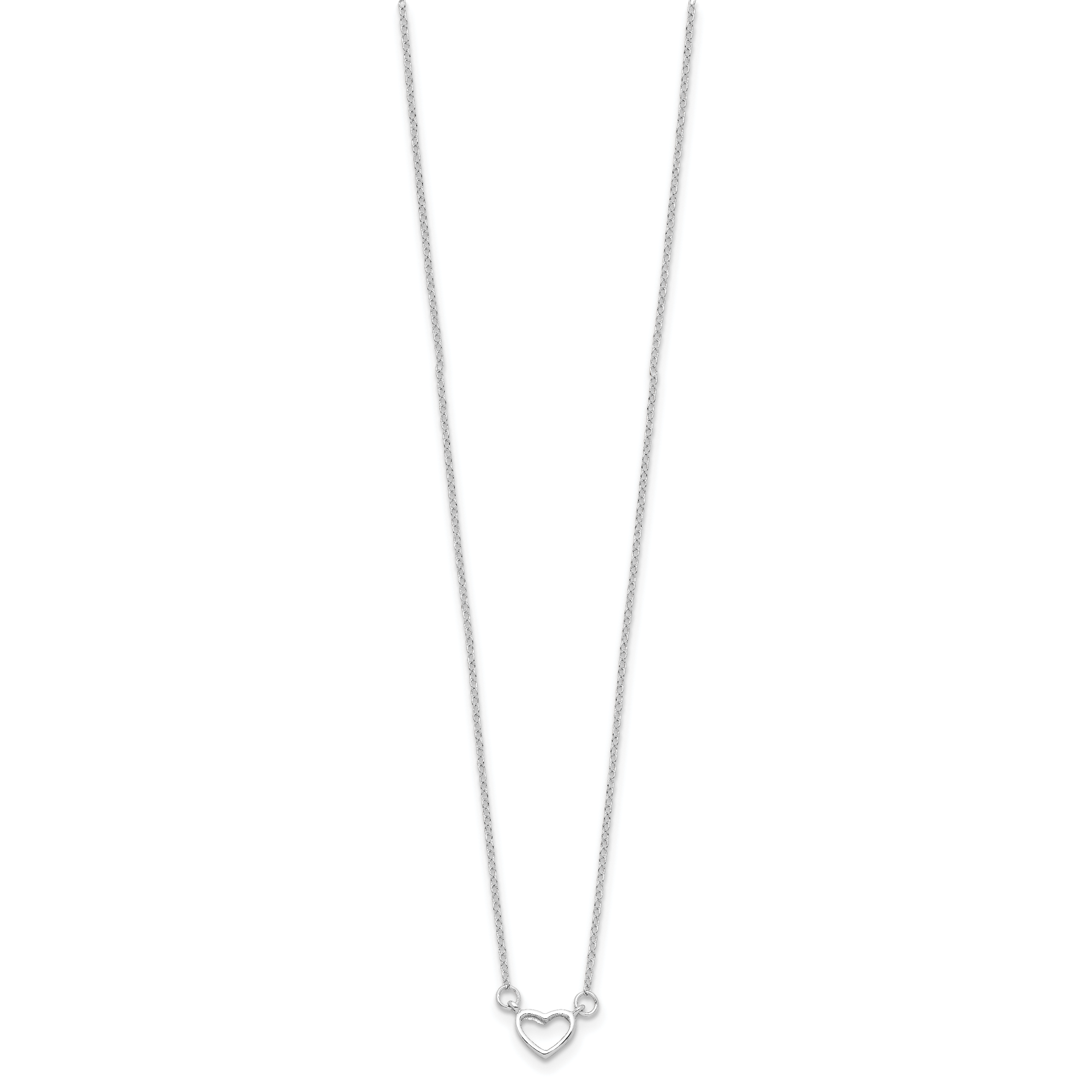 Sterling Silver Rhodium-plated Heart 17 inch Plus 2in ext. Necklace
