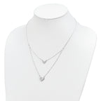 Sterling Silver Polished 2-Strand Heart Dangle Necklace