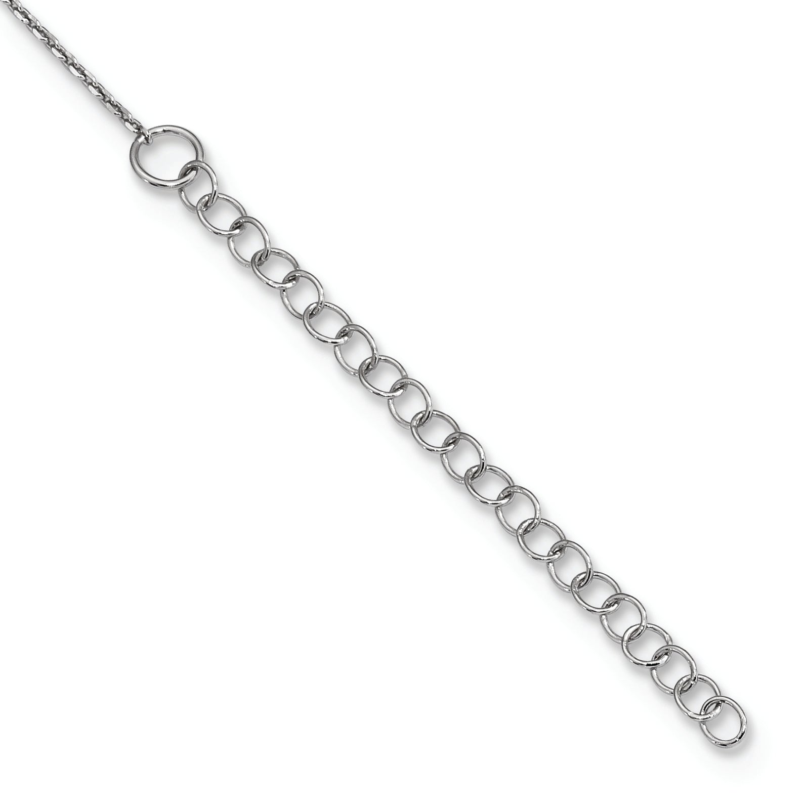 Sterling Silver Rhodium-plated CZ Heart With 2in ext. Bar Necklace