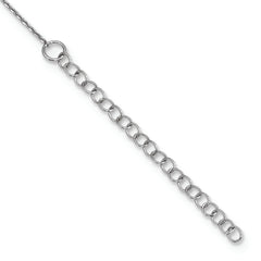 Sterling Silver Rhodium-plated CZ Heart With 2in ext. Bar Necklace