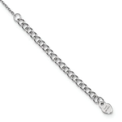 Sterling Silver Rhodium-plated With 2in ext Heart Bar Necklace