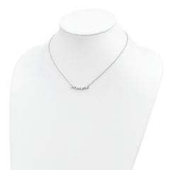 Sterling Silver Rhodium-plated With 2in ext Heart Bar Necklace