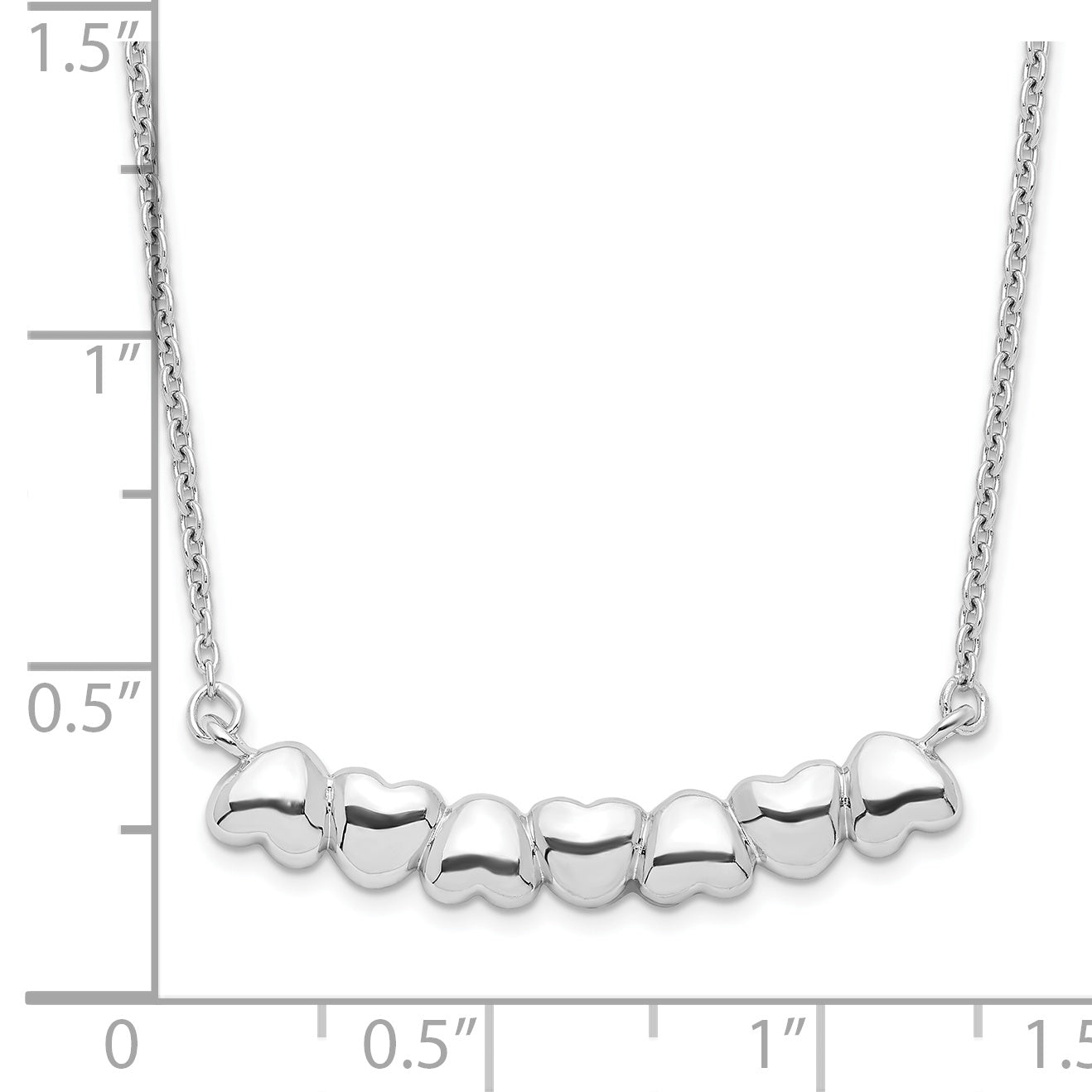 Sterling Silver Rhodium-plated With 2in ext Heart Bar Necklace