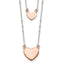 Sterling Silver Rose-tone 2-Strand Heart Dangle Necklace