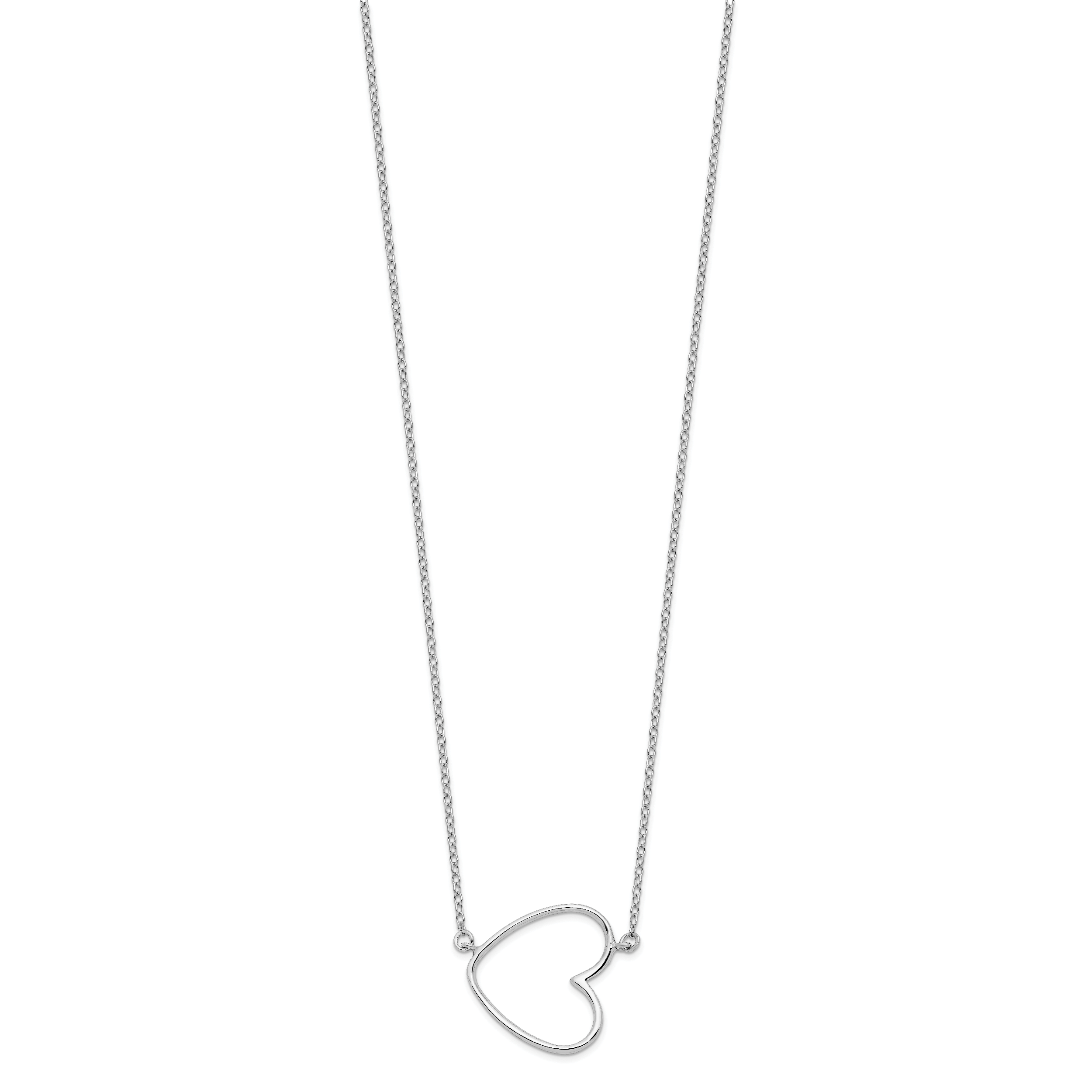 Sterling Silver Rhodium-plated 18in Heart Necklace Secondary image