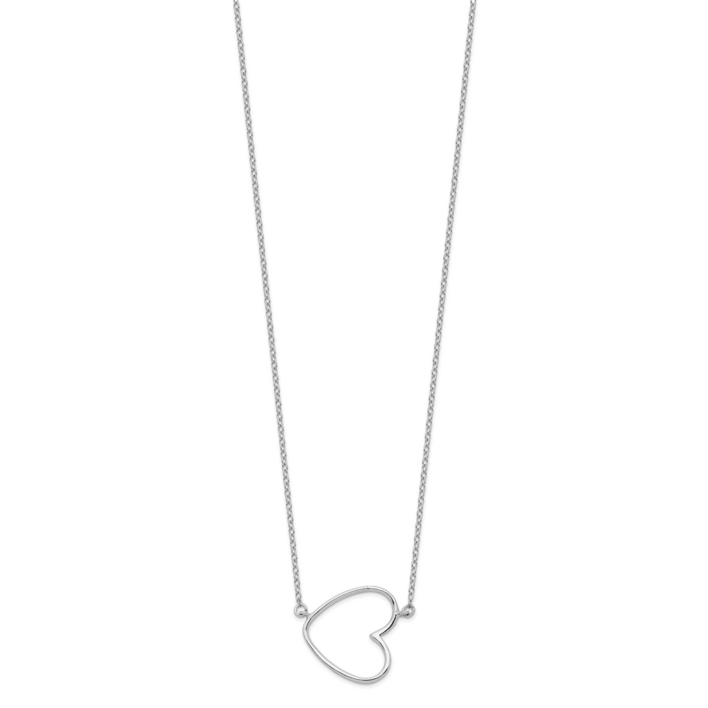 Sterling Silver Rhodium-plated 18in Heart Necklace