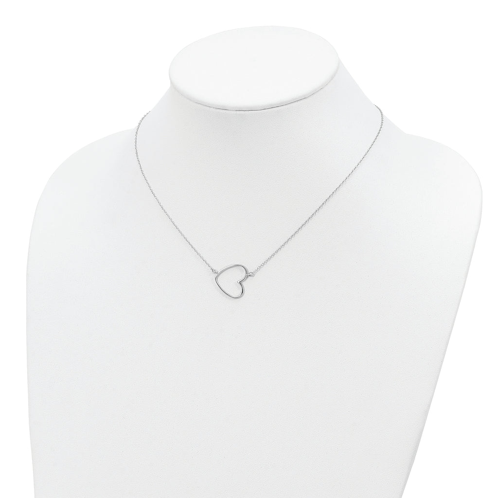Sterling Silver Rhodium-plated 18in Heart Necklace