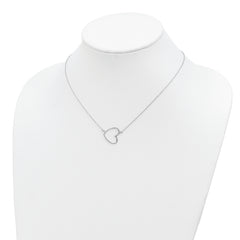 Sterling Silver Rhodium-plated 18in Heart Necklace
