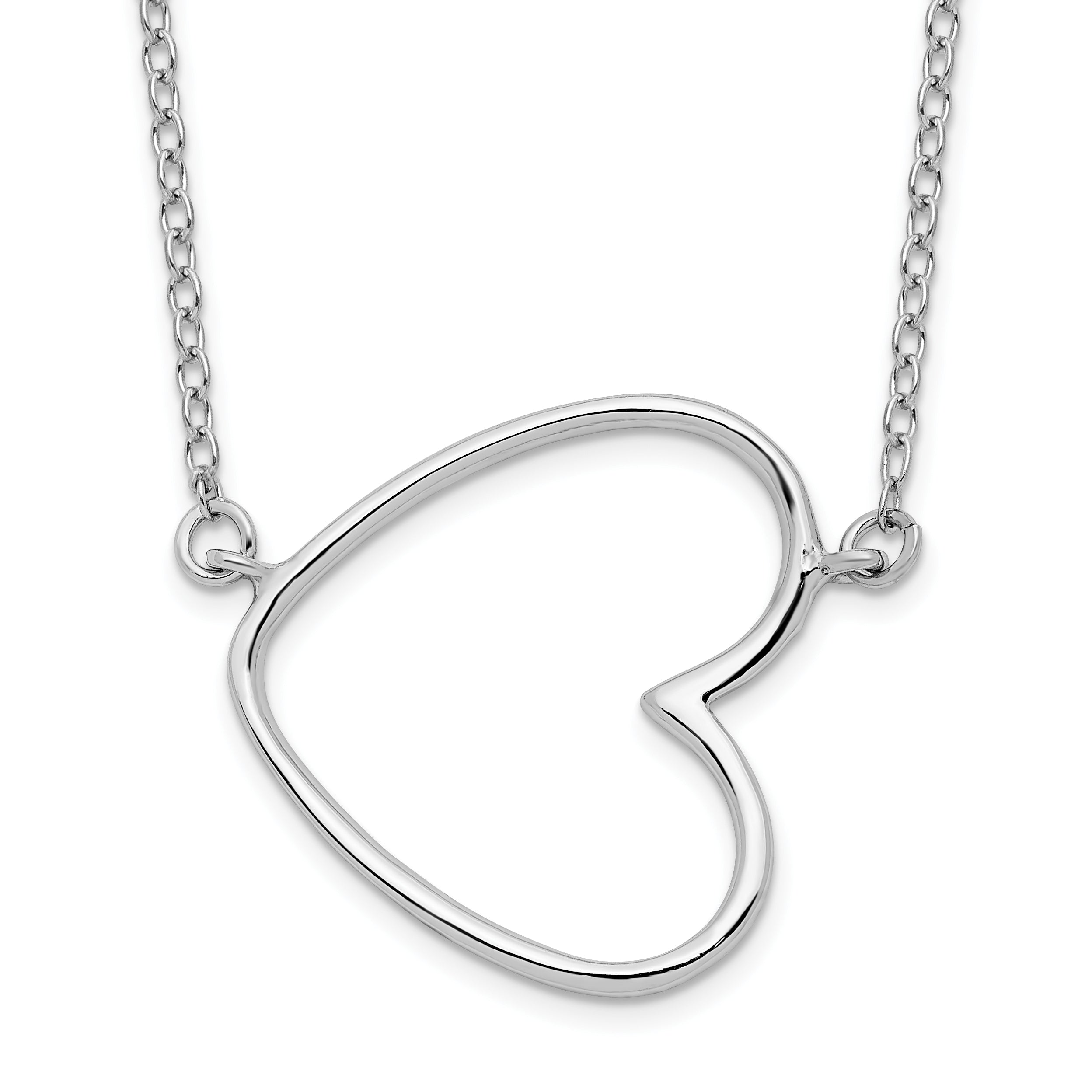 Sterling Silver Rhodium-plated 18in Heart Necklace Main image