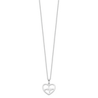 Sterling Silver Rhodium-plated Heartbeat in Heart 16in With 2in Ext Necklace