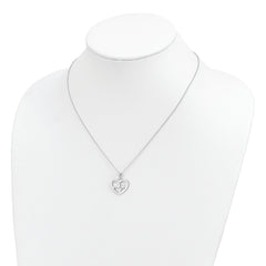 Sterling Silver Rhodium-plated Heartbeat in Heart 16in With 2in Ext Necklace