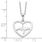 Sterling Silver Rhodium-plated Heartbeat in Heart 16in With 2in Ext Necklace