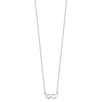 Sterling Silver Rhodium-plated Polished Double Linked Heart 16 inch Necklace with 2 inch extension