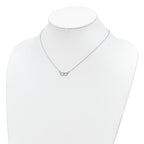 Sterling Silver Rhodium-plated Polished Double Linked Heart 16 inch Necklace with 2 inch extension