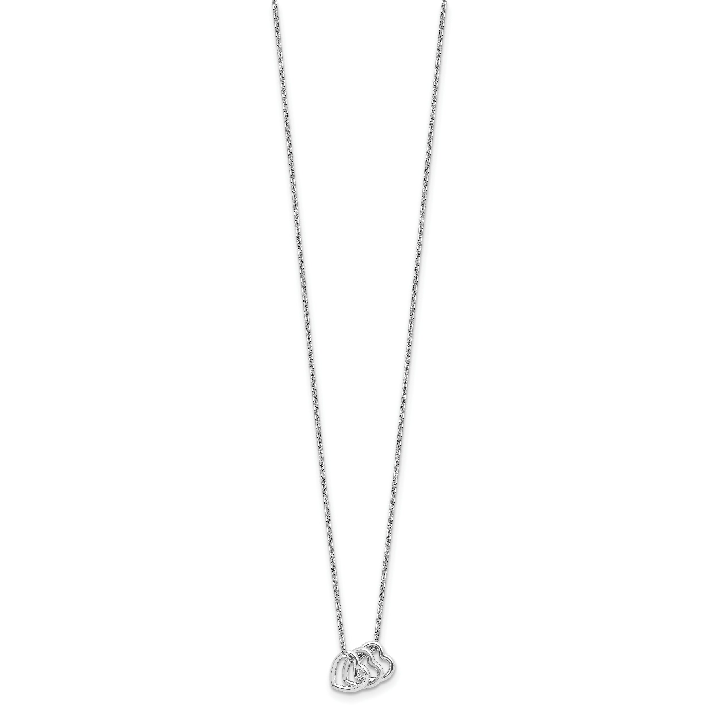 Sterling Silver Rhodium-plated 18in Hearts Necklace Secondary image