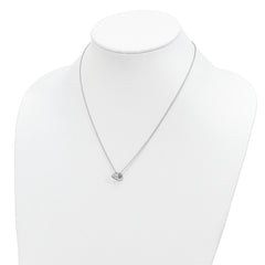 Sterling Silver Rhodium-plated 18in Hearts Necklace