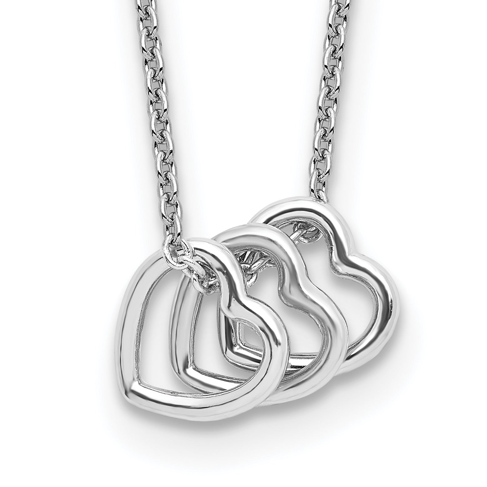 Sterling Silver Rhodium-plated 18in Hearts Necklace Main image