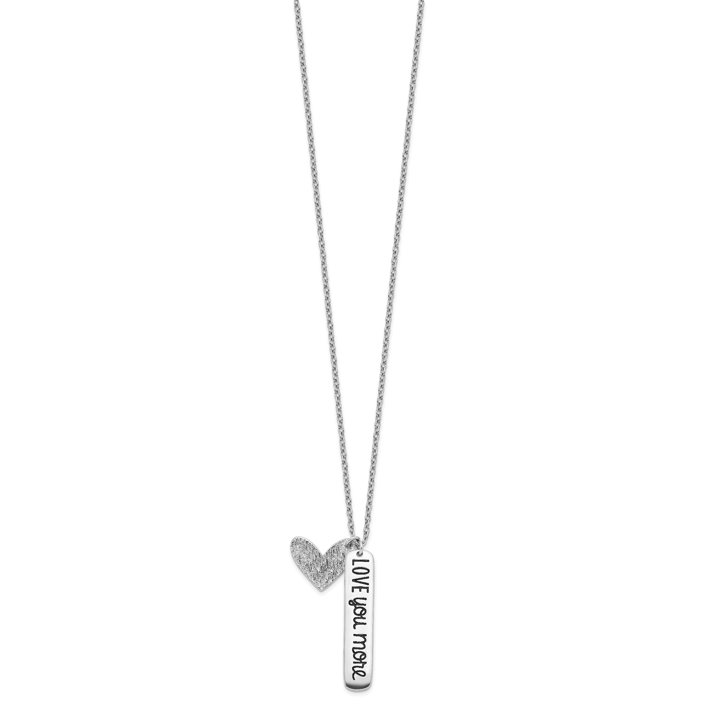 Sterling Silver Rhodium-plated Heart LOVE YOU MORE Necklace Secondary image