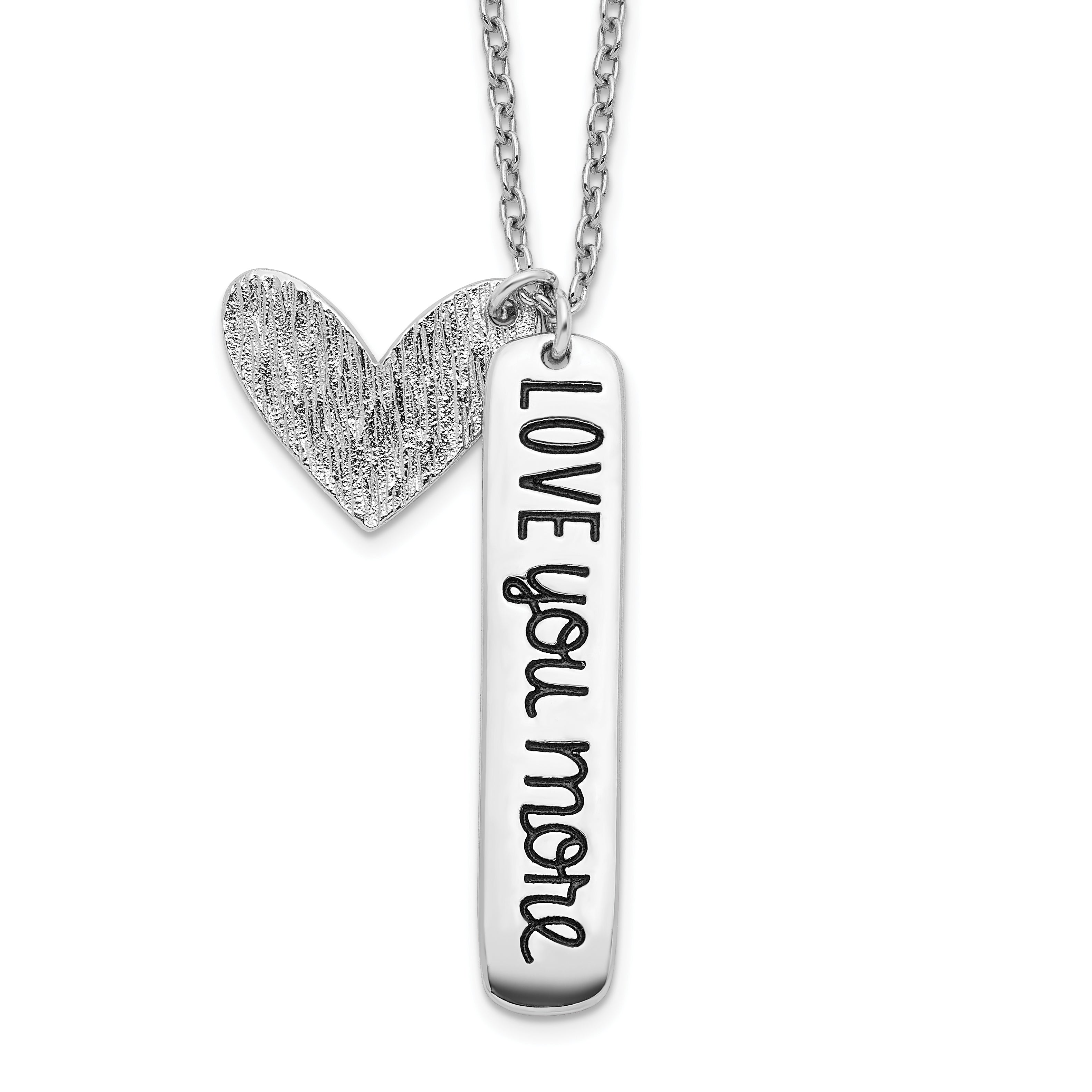 Sterling Silver Rhodium-plated Heart LOVE YOU MORE Necklace Main image