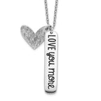 Sterling Silver Rhodium-plated Heart LOVE YOU MORE Necklace