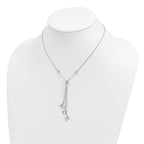 Sterling Silver Rhodium-plated CZ With 2in ext. MOM Y-Necklace