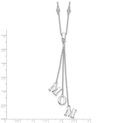Sterling Silver Rhodium-plated CZ With 2in ext. MOM Y-Necklace