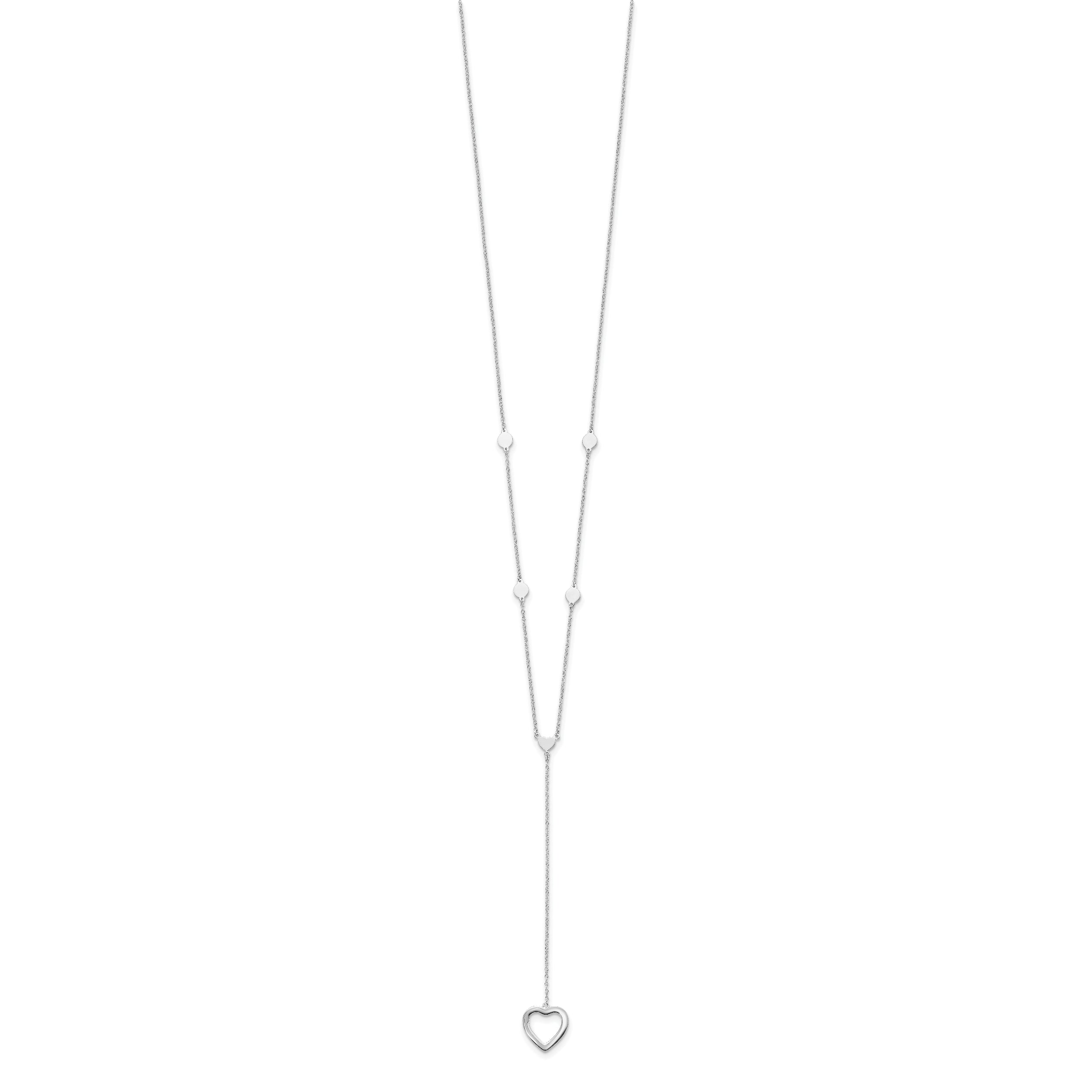 Sterling Silver Rhodium-plated Hearts With 2in ext. Y-Necklace