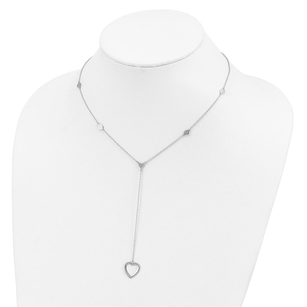 Sterling Silver Rhodium-plated Hearts With 2in ext. Y-Necklace