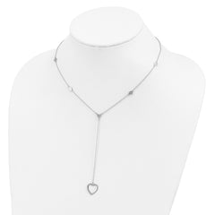 Sterling Silver Rhodium-plated Hearts With 2in ext. Y-Necklace