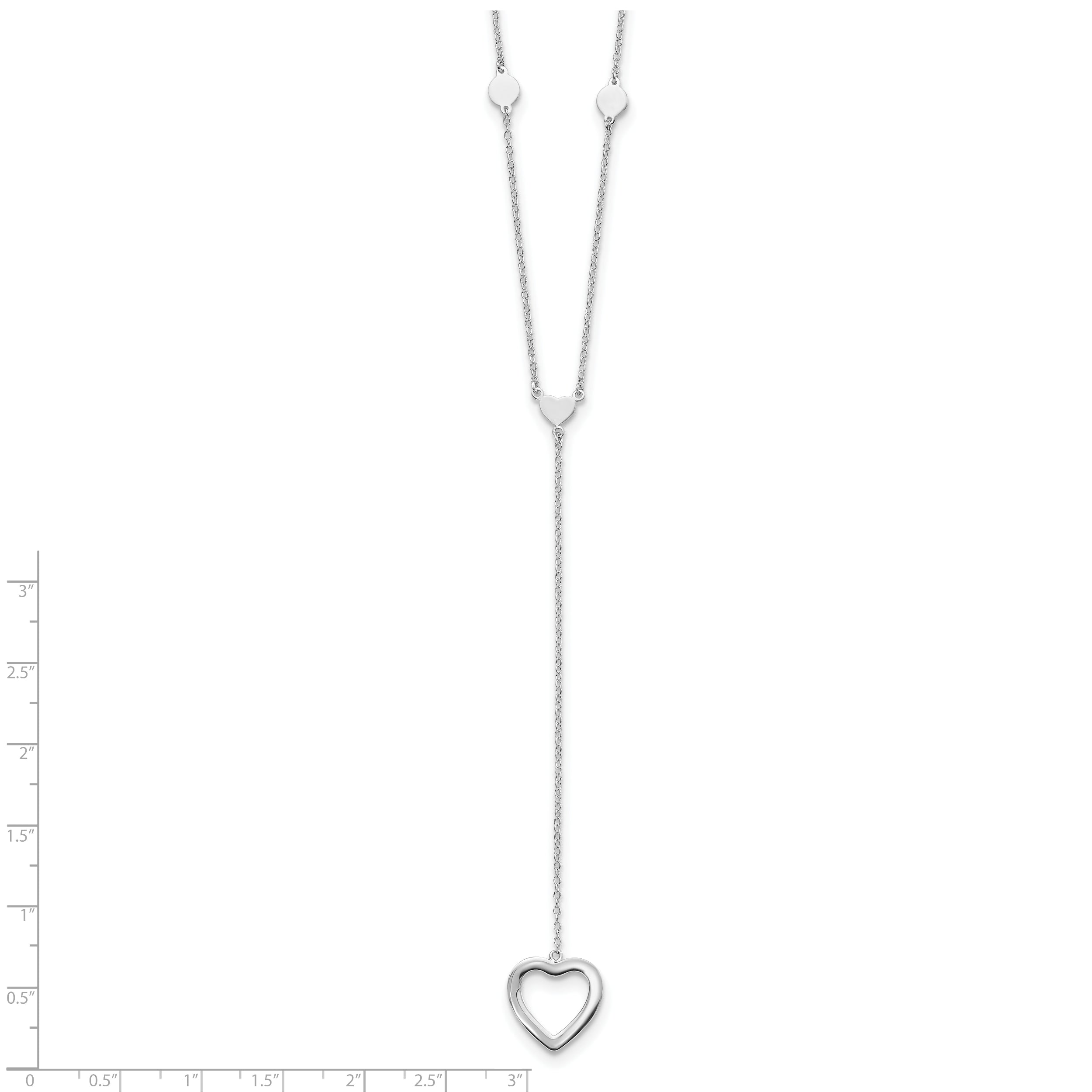 Sterling Silver Rhodium-plated Hearts With 2in ext. Y-Necklace