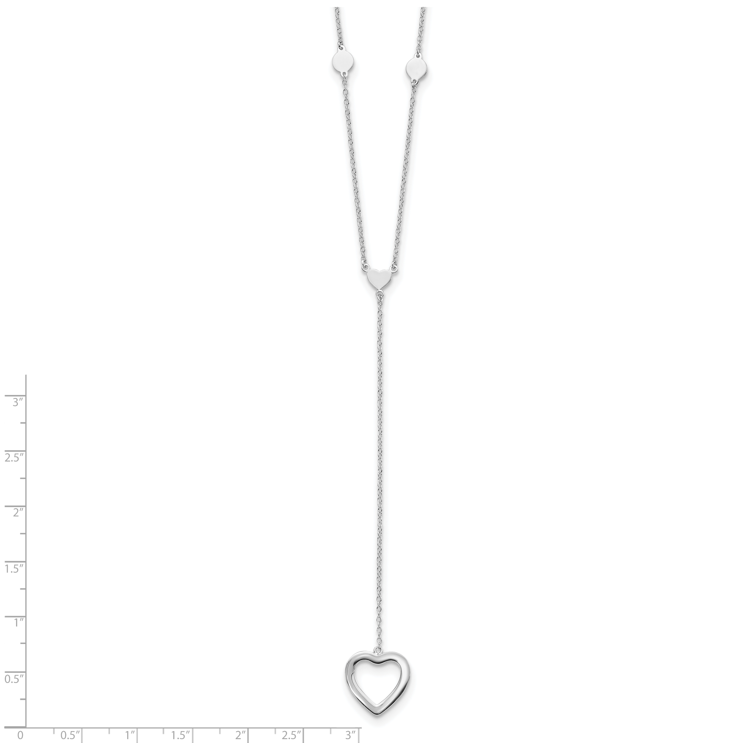 Sterling Silver Rhodium-plated Hearts With 2in ext. Y-Necklace