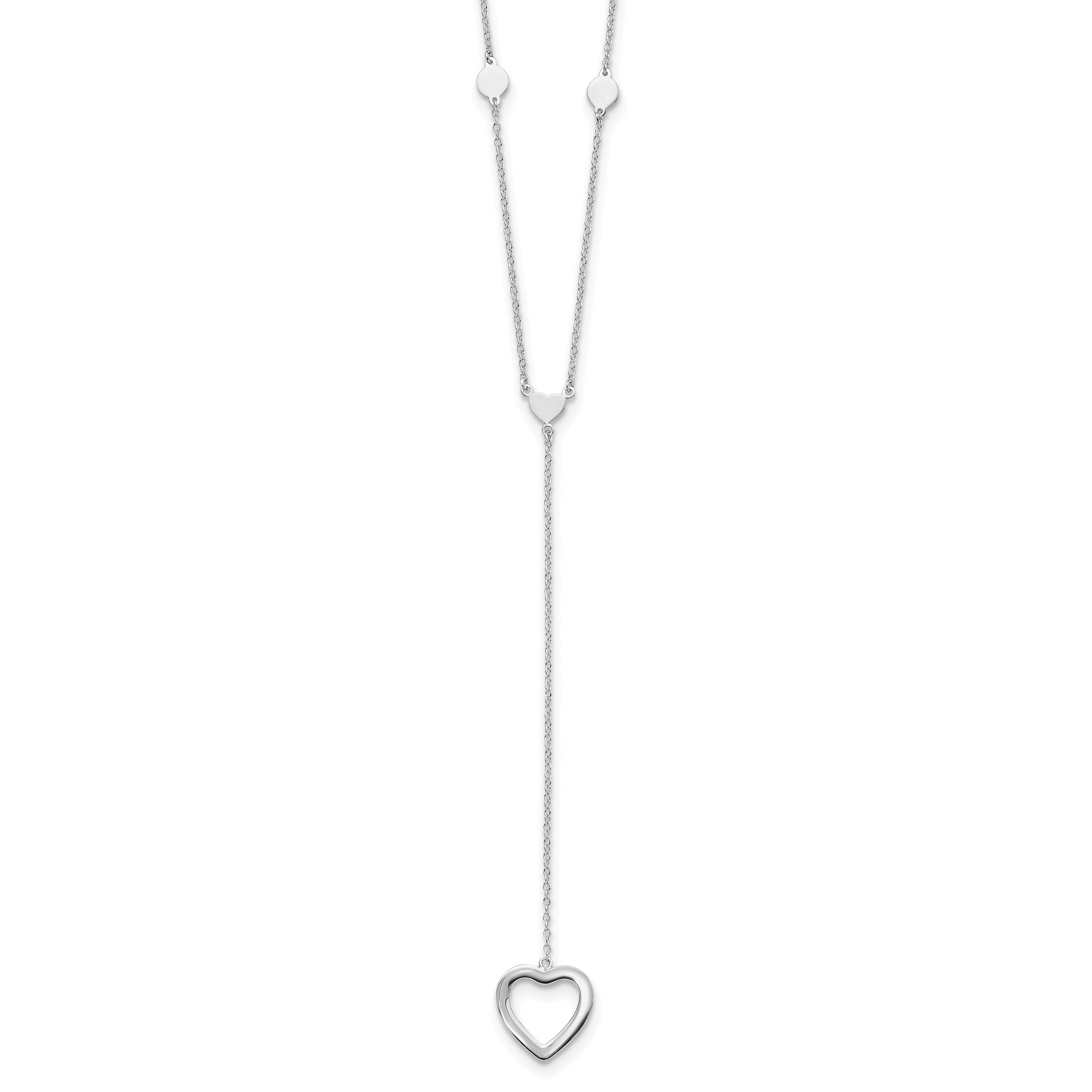 Sterling Silver Rhodium-plated Hearts With 2in ext. Y-Necklace